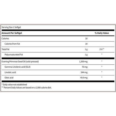 Evening Primrose - Klaire Labs - Gamma Linoleic Acid to support skin, hair, nails and hormone balance